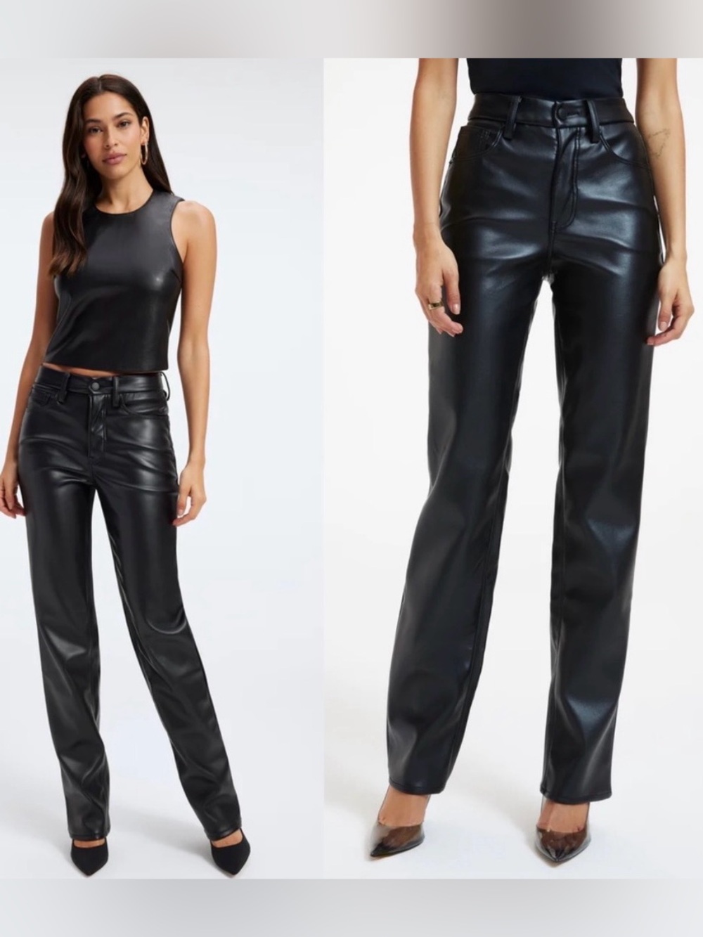 Good American Women’s Better Than Leather Good Icon Straight Leg Pants